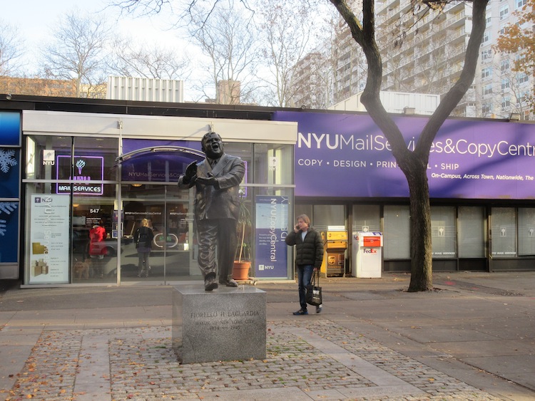 New York University enjoys a very visible location on a city street in Greenwich Village.