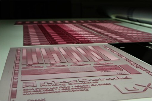 Photopolymer plates, like this one from MacDermid, utilize UV light to cure the image.